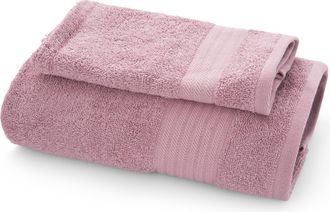 KASANOVA Coppia asciugamani viso e ospite spugna rosa