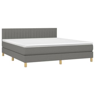 vidaXL Vidaxl - Cama Box Spring Con Colch&oacute;n Y Led Tela Gris Oscuro 160x200 Cm