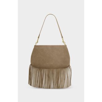 Katie Loxton Cali Fringe Small Shoulder Bag in Taupe Suedette at Nordstrom