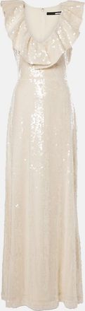 Rotate Ruffled sequined maxi dress