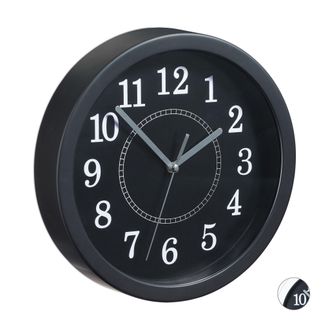 Relaxdays Relaxdays - Set De Diez Relojes De Pared, &Oslash; 20 Cm, Dise&ntilde;o Cl&aacute;sico, A Pilas, Con Segundero, Negro
