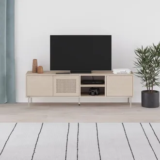 Decortie New Inca Modern TV Unit TV Stand Media Unit for 55 Inch TVs in Light Oak | Size: 1 Pack