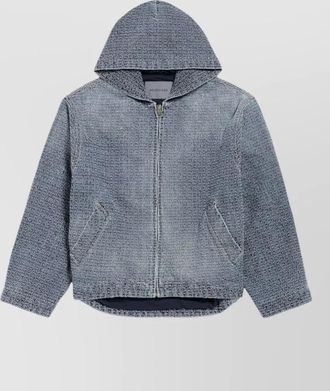 Balenciaga hooded distressed cotton denim jacket