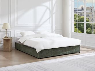 Vente-Unique Rete con contenitore 160 x 200 cm in tessuto testurizzato Verde - FIRMEO di YSM&Eacute;E