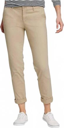 Eddie Bauer Cloud Boyfriend Mid Rise Slim Legend Wash Pants In Khaki