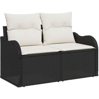 vidaXL Sof&aacute; De Jard&iacute;n Con Coj&iacute;n Negro 121 X 62 X 69 Cm Rat&aacute;n Sint&eacute;tico Vidaxl