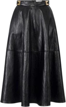 Elisabetta Franchi Midi Rokken - Dames - Midirokken - Zwart - L - Leer - Rokken
