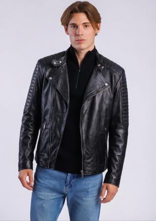 Freaky Nation Lederjacke FREAKY NATION Crossover-FN, Herren, Gr. 4XL, schwarz, Oberstoff: 100% Leder; Futter: 100% Baumwolle, k&ouml;rpernah, Jacken Lederjacke