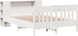 vidaXL Bookcase Bed without Mattress White 120x190 cm Small Double Solid Wood Pine Vidaxl
