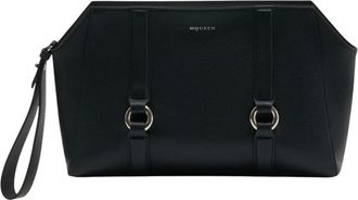 Alexander McQueen Ring-detail Clutch - Dames - Clutches - Zwart - ONE Size - Leer - Tassen