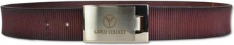 Carlo Colucci Sportieve Riem met Groefreli&euml;f - Heren - Riemen - Rood - 105 CM - Leer - Accessoires