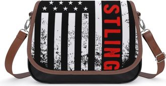 Generic Wrestling And Flag Womens Crossbody Bag Fashion Shoulder Handbags Message Tote Bag with Adjustable Strap