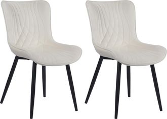 Clp Juego De 2 Sillas De Comedor Brady Crema Terciopelo