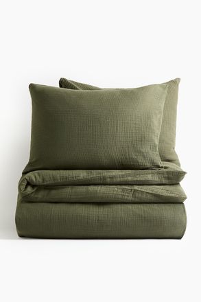 H&M Musselinbettw&auml;sche f&uuml;r Doppel-/Kingsize-Betten - Green