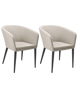 Beliani Conjunto de 2 sillas de jard&iacute;n tela beige