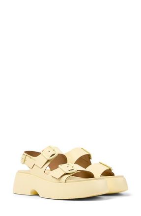 Camper Tasha Platform Sandal in Light/Pastel Yellow at Nordstrom, Size 37