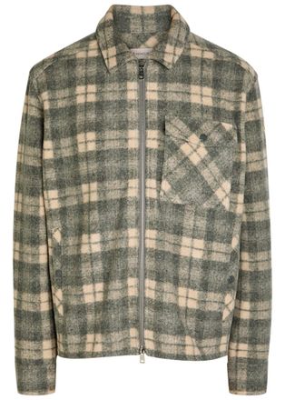 Moncler Logo Checked-intarsia Felt Overshirt - Grey - XL