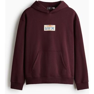 H&M Loose Fit Hoodie in Burgundy/california at Nordstrom, Size Xxx-Large