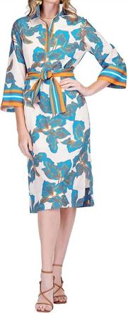 Jade Yoga Band Collar Midi Drress In Bold Rivera