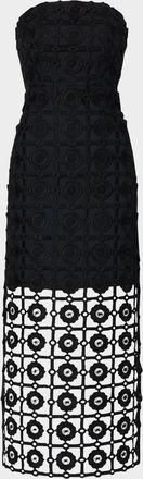 Milly Kait Strapless Tile Lace Midi Dress