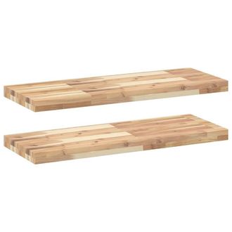 Berkfield Home Floating Shelves 2 pcs 80x30x4 cm Untreated Solid Wood Acacia in Brown | Size: 80 x 30 x 4 cm