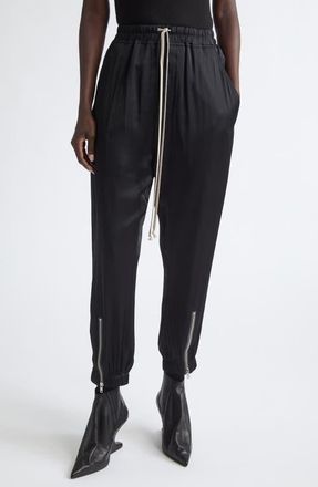 Rick Owens Tecuatl Satin Track Pants in Black at Nordstrom, Size 40