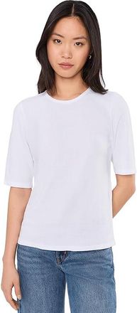 Eileen Fisher Cross Hatch Stretch Jersey Crew Neck Elbow Sleeve Top Womens Clothing White : MD, Lyocell/Spandex/Tencel