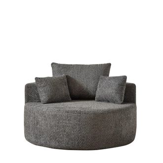 Urban Meuble Sill&oacute;n individual redondo de chenilla gris con cojines, sin montaje