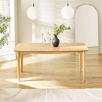 Furniturebox Leif Rectangular Solid Wood Large Extending 6-8 Seater Dining Table in Light Brown