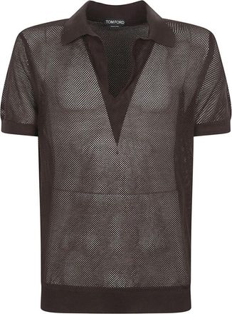 Tom Ford Polo Shirt - Heren - Polos - Bruin - L - Katoen - Tops