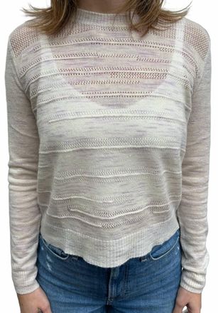 Autumn Cashmere Chloe Stitch Crew Long Sleeve Top In Wisteria Combo