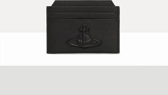 Vivienne Westwood Slim Card Holder Smooth Leather Injected Orb Black One Size Unisex