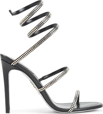 Rene Caovilla Black Open Toe Heels