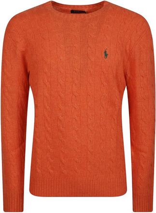 Polo Ralph Lauren Trui van Wol en Kasjmier met Ronde Hals - Heren - Ronde hals truien - Oranje - M - Wol - Truien & Vesten
