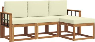 vidaXL Conjunto De Sof&aacute;s De Exterior 4 Uds. Natural Y Crema Vidaxl