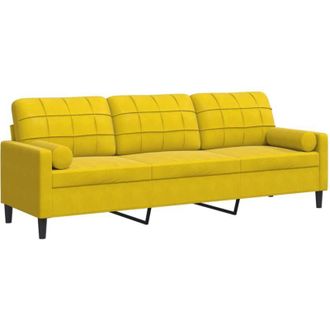 vidaXL Sof&aacute; De 3 Plazas Con Cojines Terciopelo Amarillo 210 Cm Vidaxl