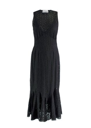 Raey Black Broidery Anglaise Sleeveless Midi Dress Size S