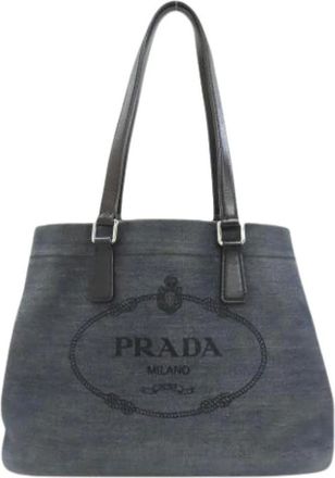 Prada Pre-owned Tote Bags, female, Blue, Size: ONE SIZE Pre-owned Vintage Tote Bag