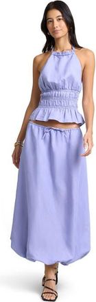Onia Air Linen Smocked Halter Top in Periwinkle at Nordstrom, Size X-Small