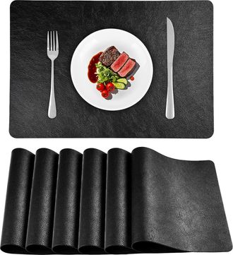 OEM Juego De 6 Manteles Individuales De Piel Sint&eacute;tica, Lavables, F&aacute;ciles De Limpiar, Impermeables, Resistentes Al Aceite Y Al Calor, Con Superficie Antid