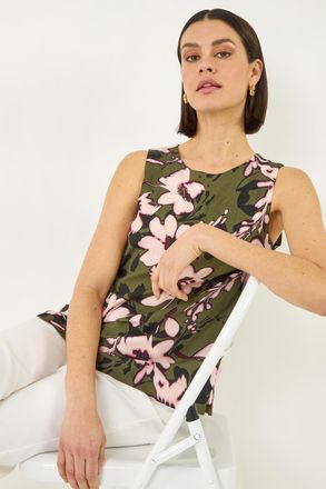 Roman Floral Print Shell Top