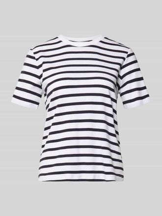 Comma T-Shirt im Allover-Look mit Rundhalsausschnitt in Marine, Gr&ouml;&szlig;e 34