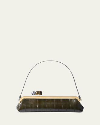 Jacquemus La Pochette Croc-Embossed Leather Clutch