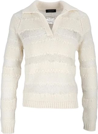 Fabiana Filippi Jersey de Mohair Platino y Lentejuelas Micro Rayado - Knitwear - Mujer - Beige - XS