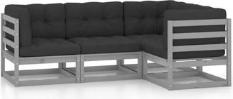 vidaXL Juego De Muebles De Jard&iacute;n 4 Pzas Y Cojines Madera Pino Maciza Vidaxl