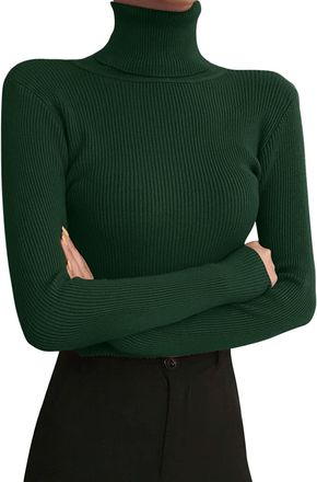 Generic Regular Fit Basic Shirt for Women Warm Undershirt Womens Turtleneck Long Sleeved Leggings Autumn Winter 2025 Tight Knit Sweater with A Slim Black Fall