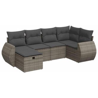 vidaXL Vidaxl - Set Divano da Giardino 6 pz con Cuscini Grigio in Polyrattan