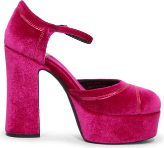 Jeffrey Campbell Low-Down Fuchsia Velvet Combo Schoenen - Dames - Pumps - Roze - 40 EU - Schoenen