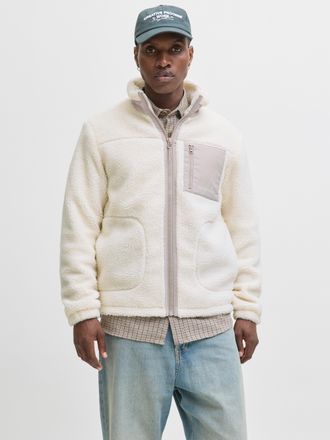 Jack & Jones Fleecejacke JACK & JONES JJESOHO TEDDY JACKET NOOS, Herren, Gr. M, atmosphere, Web, Obermaterial: 100% Polyester, unifarben, regular fit h&uuml;ftlang, B&uuml;n