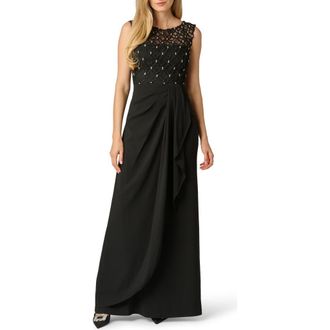 Adrianna Papell Beaded Jersey Gown in Black at Nordstrom, Size 16